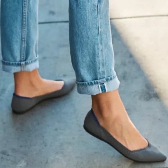 Rothy's The Point Cloud Grey Birdseye Flats Size 11. - Picture 2 of 14